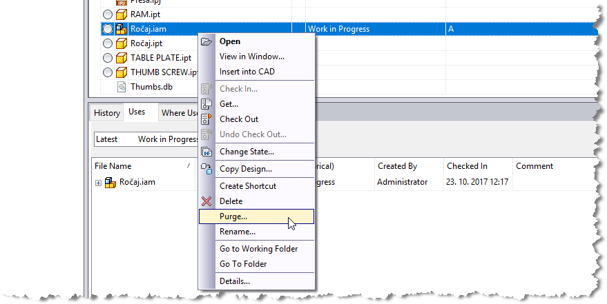 Administrator Unable to Purge Inventor Assembly - Autodesk Community - Vault