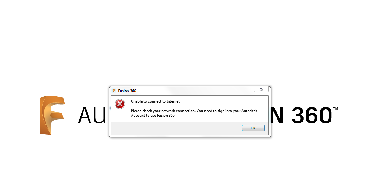 Fusion 360 unable to connect to internet.