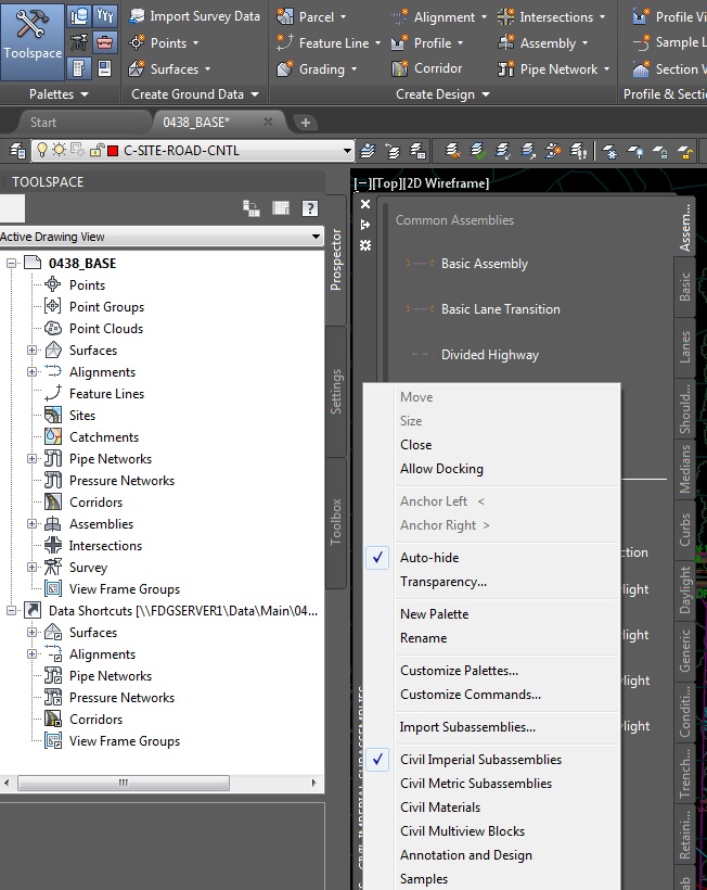 Solved: C3D Subassemblies not showing on toolpalette - Civil 3D