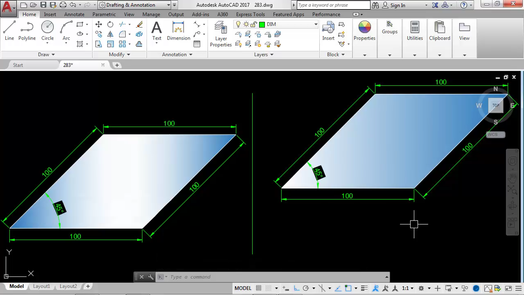 How to draw a line at an 45 degree angle in Autocad.