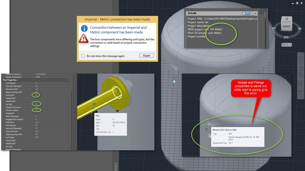 解決済み Connection Betwen An Imperial And Metric Compenent Has Been Made Autodesk Community Autocad Plant 3d