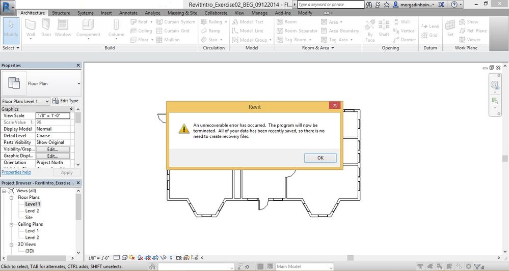 Enrecoverable Error On Revit 2017 Autodesk Community Revit Products