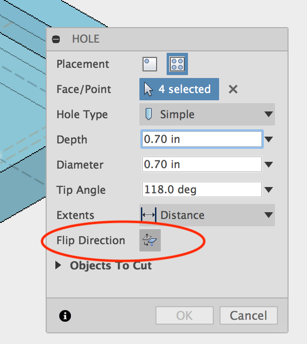 Solved Trouble Using Hole Dialog When Referencing Multiple Holes To Sketch Autodesk Community Fusion 360