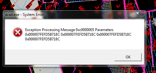 Acad.exe Exception Processing Message 0x.PNG