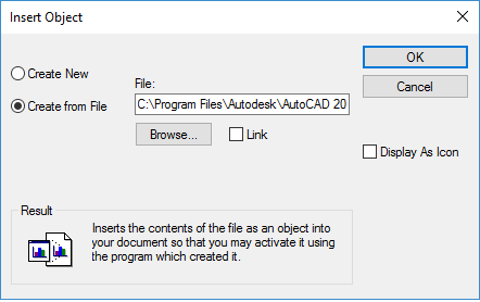 Autocad Insert Object Window