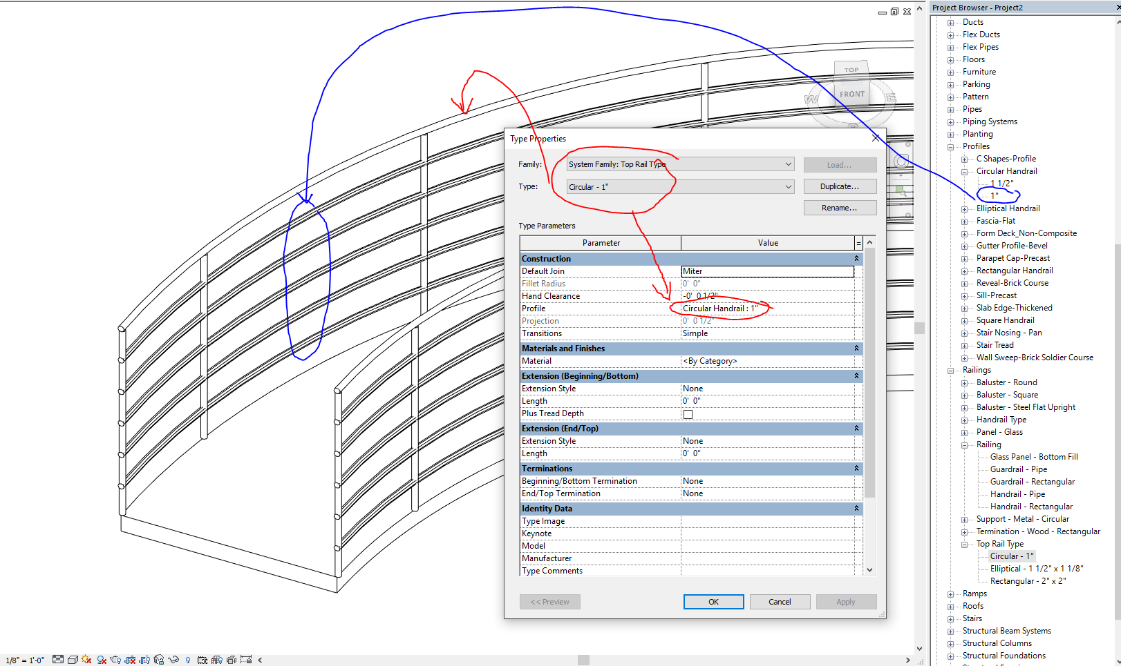 Circular rails on a sloped and curved host... - Autodesk Community
