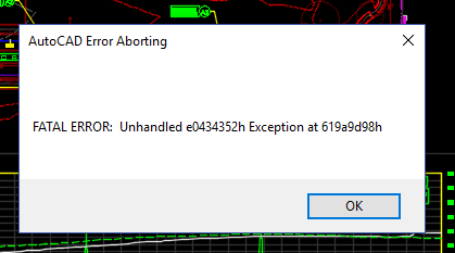 FATAL ERROR: Unhandled e0434352h Exception at 619a9d98h,7ea79d98h ...