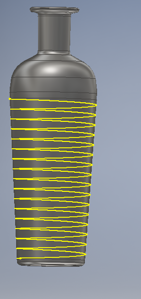 A coil projected with 3D sketch onto plane(surface of bottle)