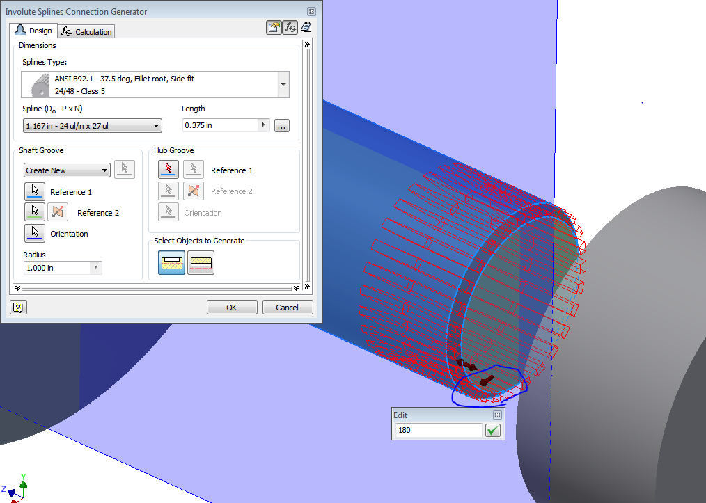 Solved get error when trying to create involute spline using Design