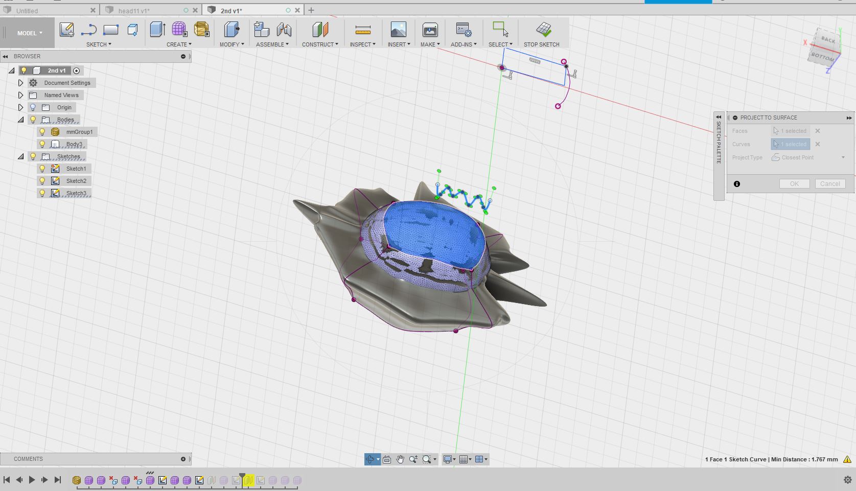 Not Support Project Sketch Geometry Into Same Sketch Please Change Autodesk Community Fusion 360