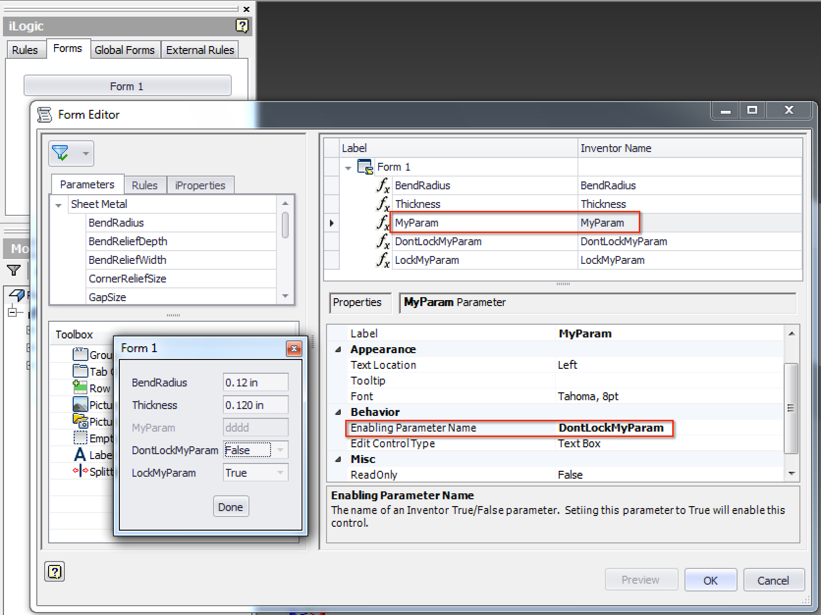 Solved Ilogic Form Read Only Autodesk Community 7216