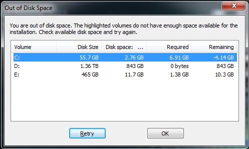 Out of disk space during installation to another disk drive - Autodesk ...