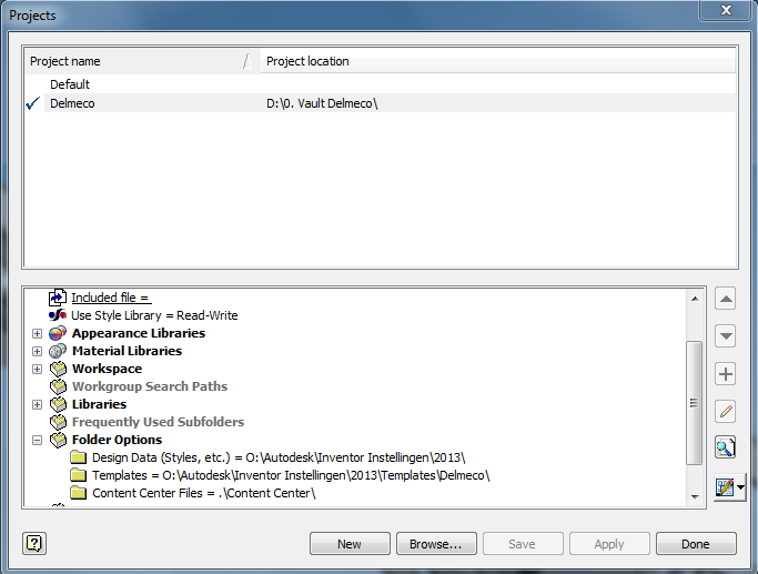 Projcet file settings