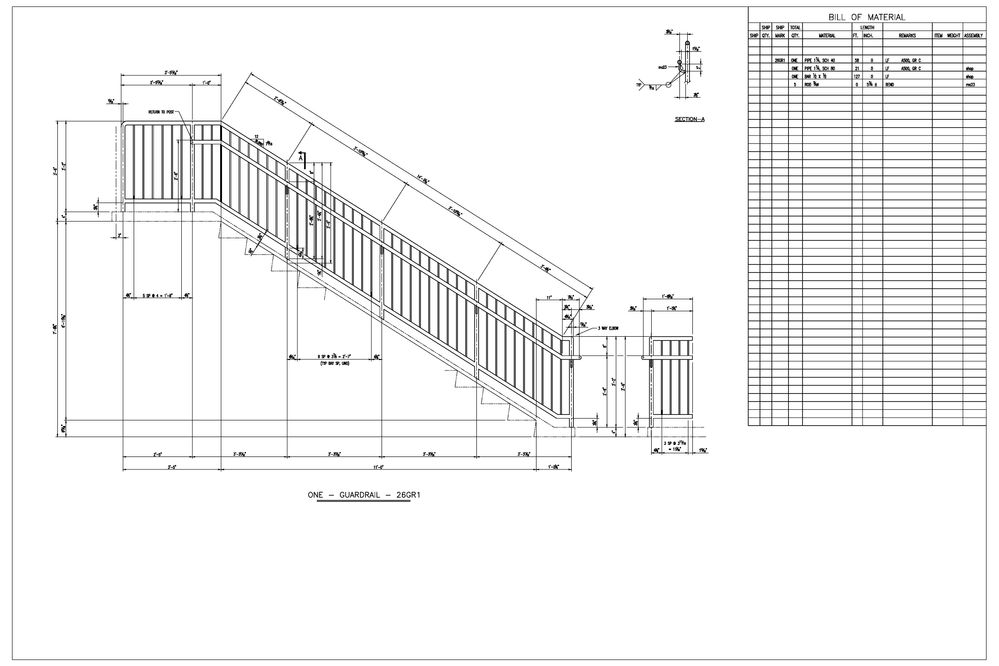 Typical railing dwg and BOM