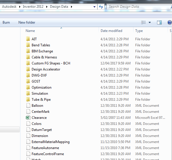 Inventor 2012 Materials & Appearance Library missing in Project File