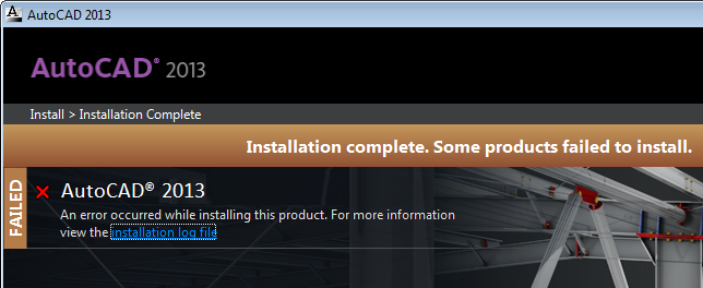 Solved: AutoCAD 2013 Suite failed installation aborted, result