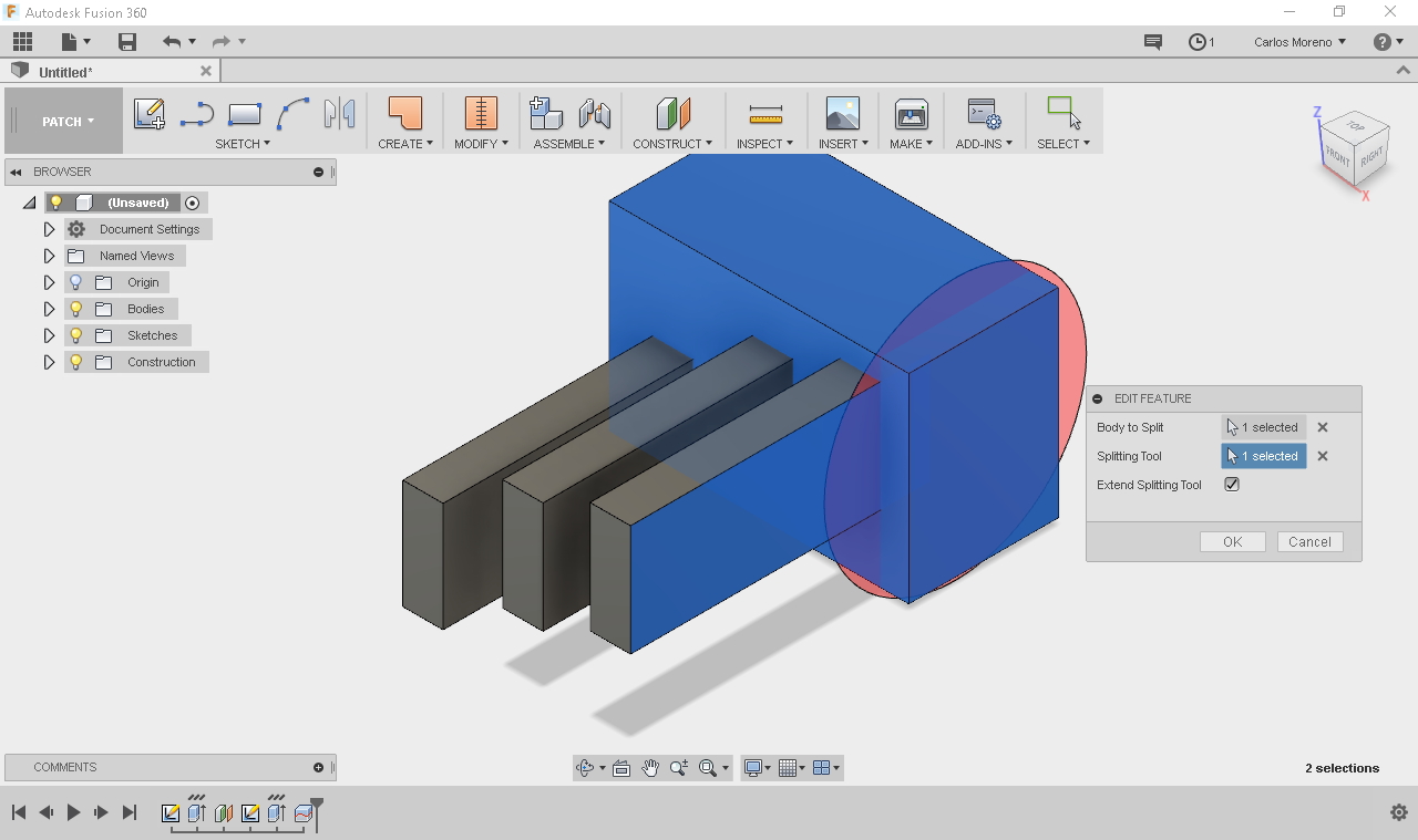 Split body with multiple splitting tools - Autodesk Community