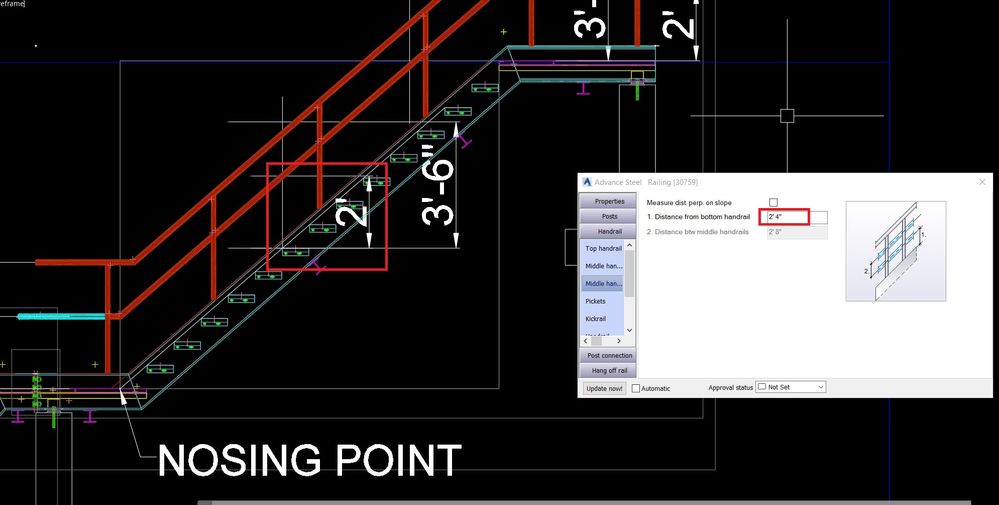 Mid-rail height does not match nosing point location