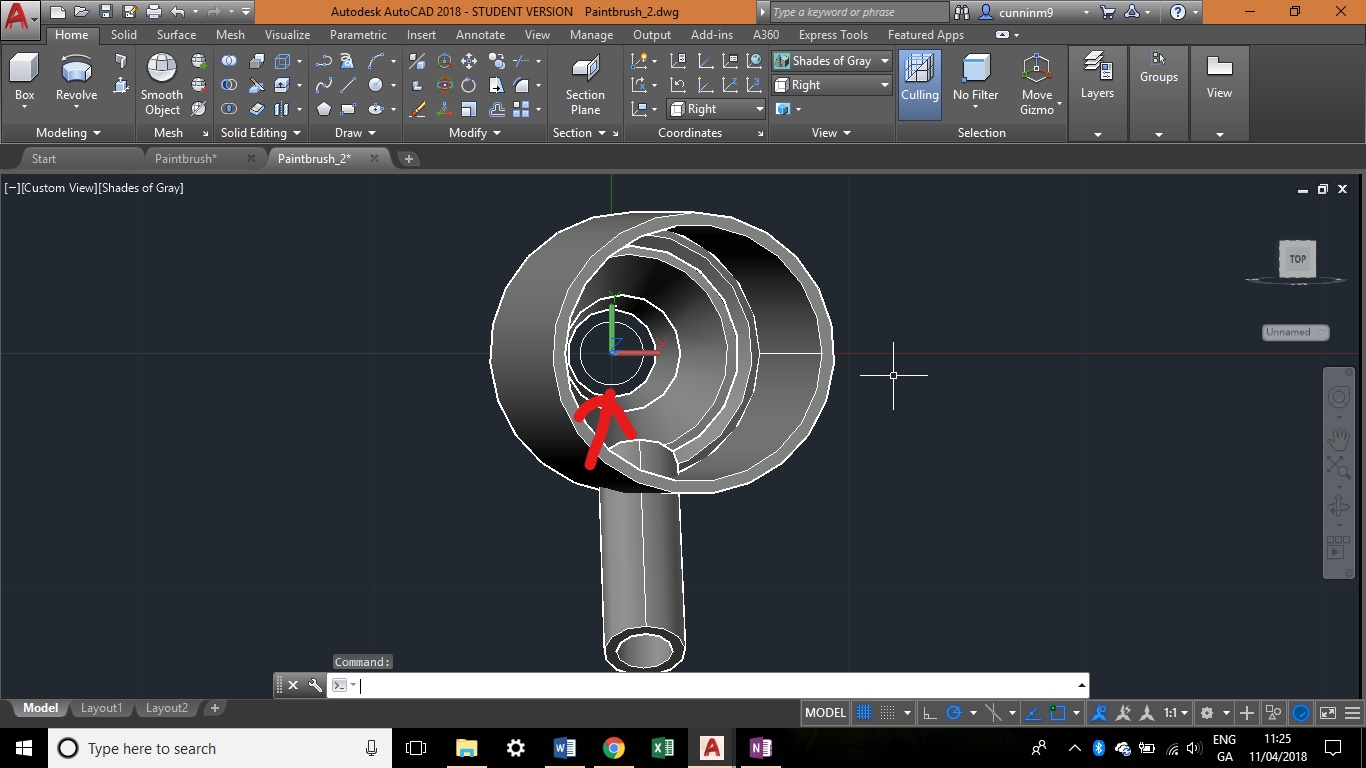 Solved: i want to remove the part of the bottom cylinder that is in the  larger cylinder - Autodesk Community - AutoCAD