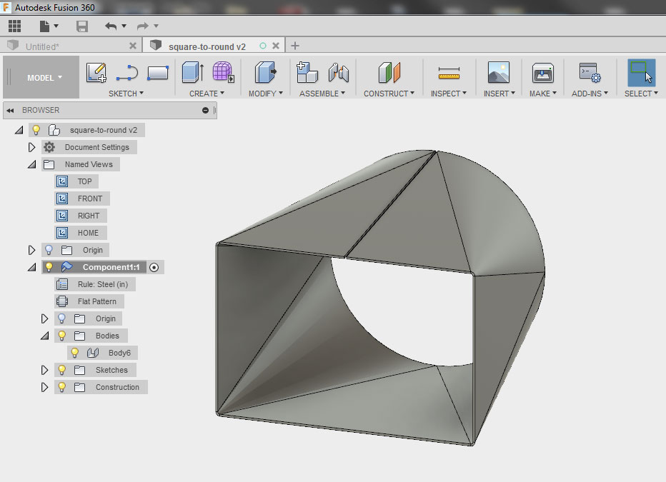 Square To Round Transition Sheet Metal Page 2 Autodesk Community Fusion 360