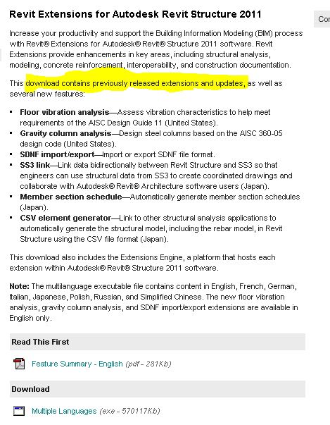 revit structure Extensions 2011 - Autodesk Community
