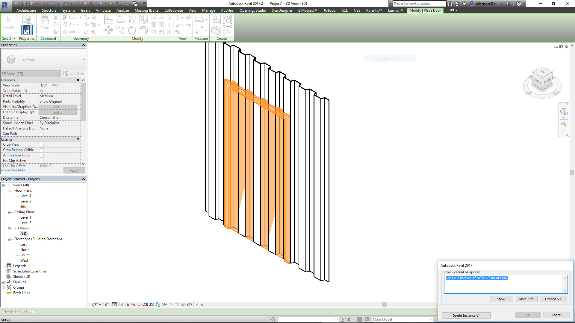 Revit will not make walls that I can use for Shipping Container ...