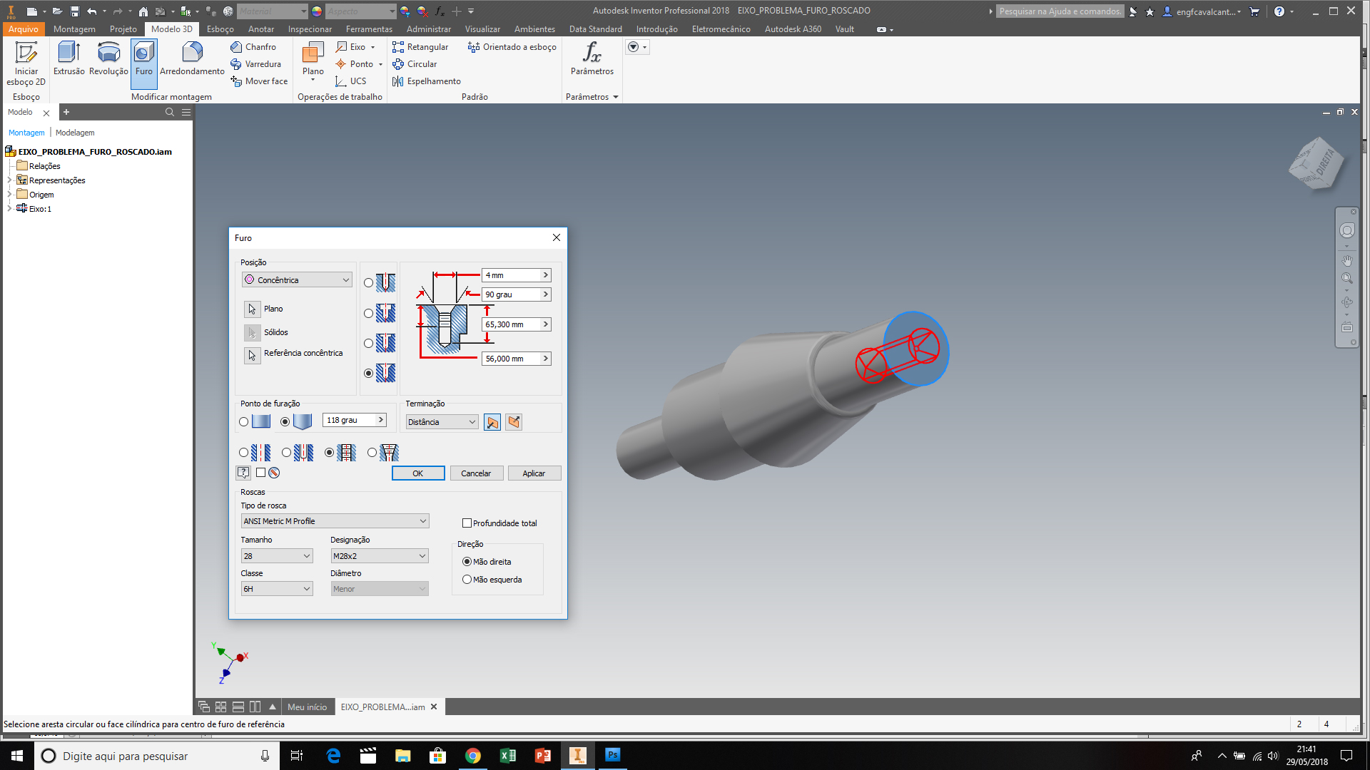 Solved: A hole thread made on design accelerator shaft doesn't appear ...