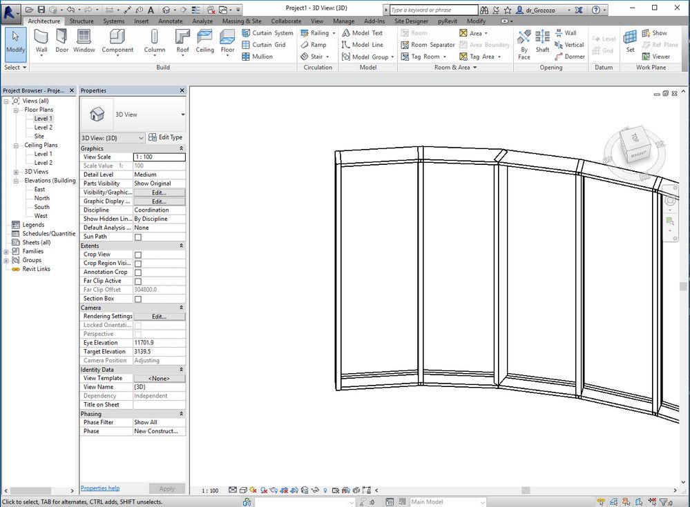 How to create curved curtain wall and change the center? - Autodesk  Community - Revit Products