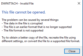 Solved: Can't attach DWF/DWFX in Autocad - Invalid file - Autodesk ...