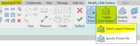 Massing & Site  -- Toposurface  --Create from Import