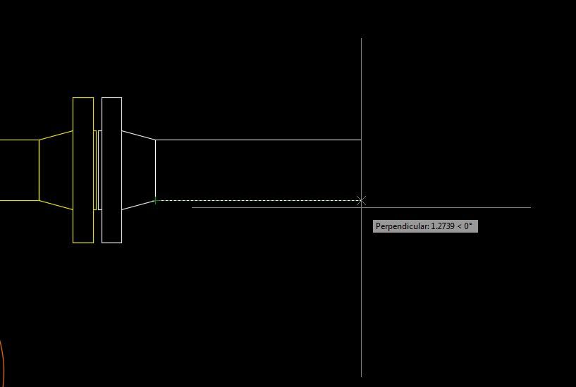 Started rectangle at top of weld neck of flange, using bottom of flange to track to the right, enter 1.5 [ft] on keyboard