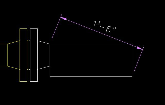 The result, the diagonal of the rectangle is 1.5 ft.  Normally it makes the length 1.5ft and the width matches the flange weld neck.