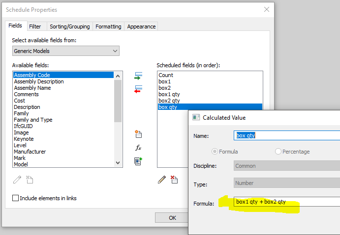Revit schedule calculation - Autodesk Community