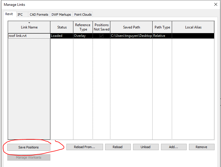 Revit Save Positions in Manage Links is grayed out - Autodesk Community