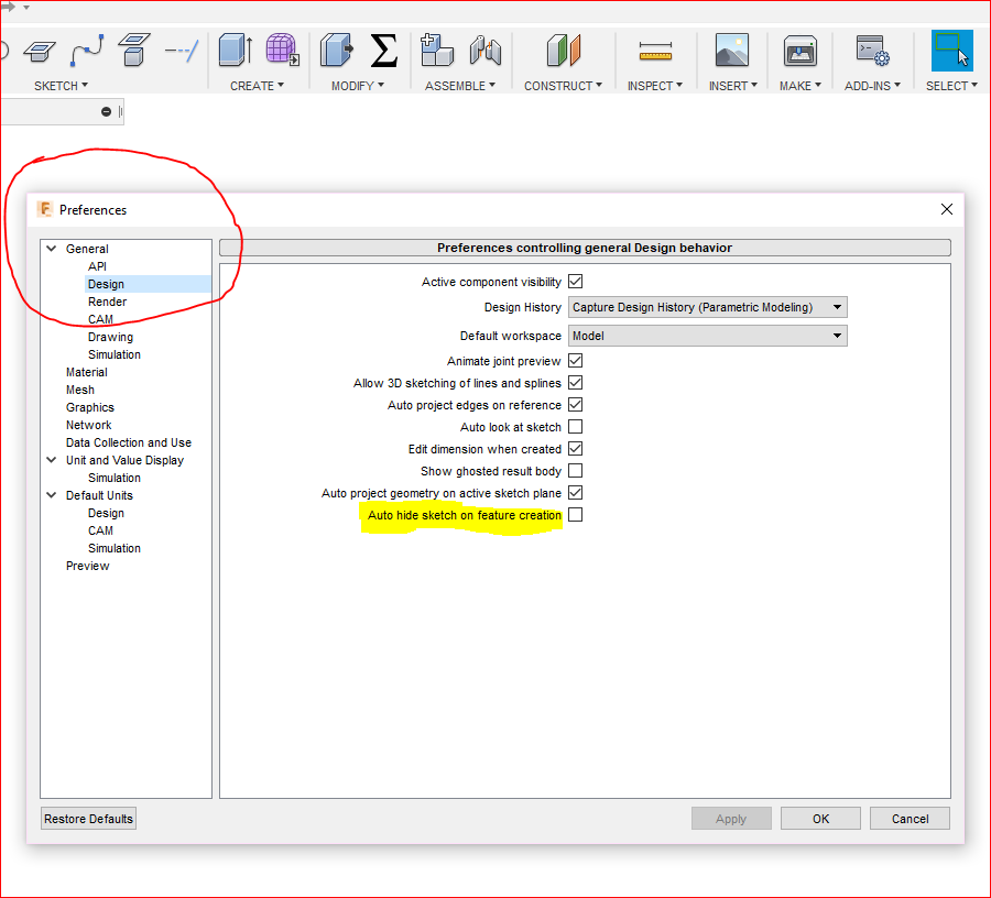 Solved After Extrude The Sketch Is Hidden Why How To Disable This Behavior Autodesk Community Fusion 360