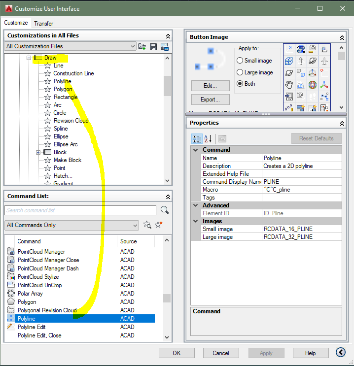 Missing polyline in toolbars - Autodesk Community