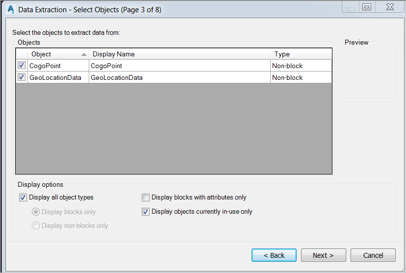 1-The DATAEXTRACT wizard lets you select cogo points so you can extract 'data.'