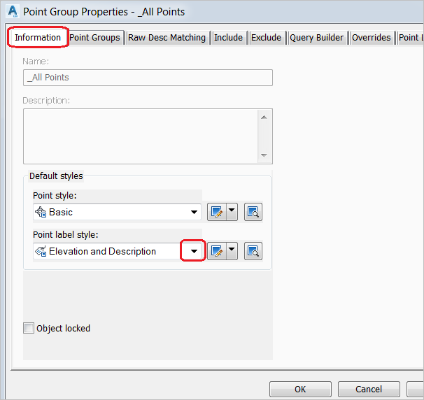 2-Information tab>Point label style dropdown>then change the 'Style' Then OK.