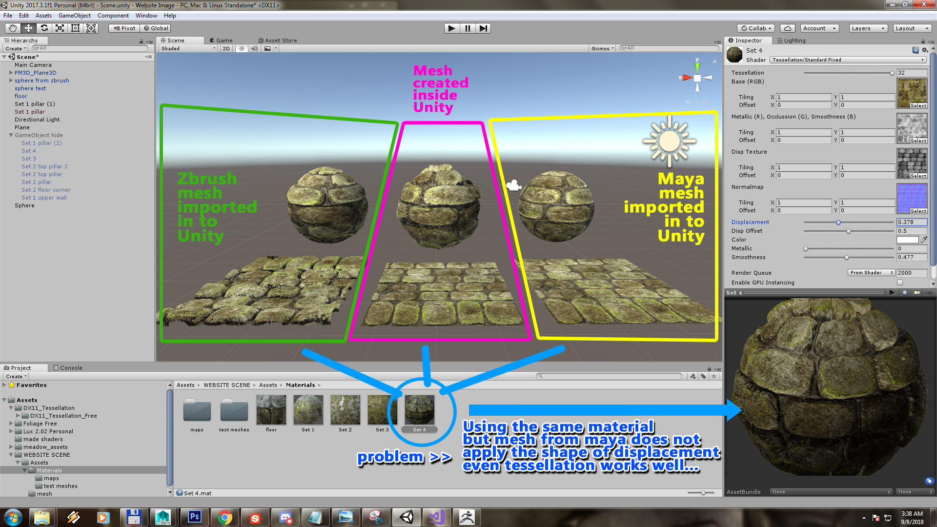 Exported mesh files from Maya have displacement issues when put in ...