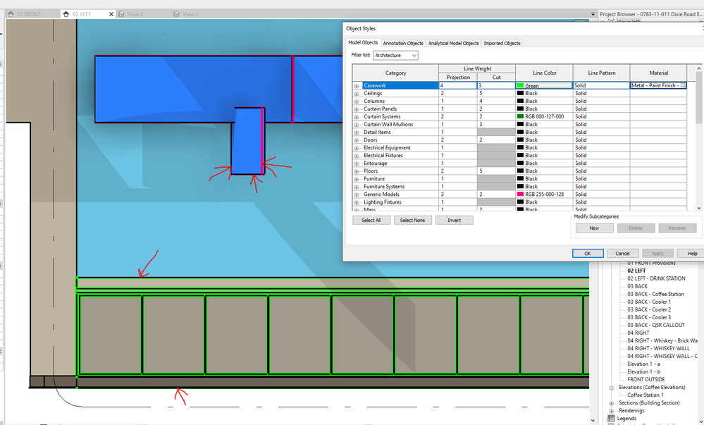 Note different colored line weights next to the black lines.