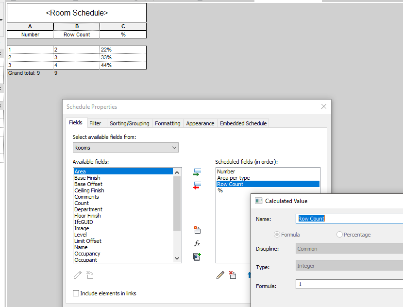 Solved: Percentage calculation in a room schedule in Revit - Autodesk ...