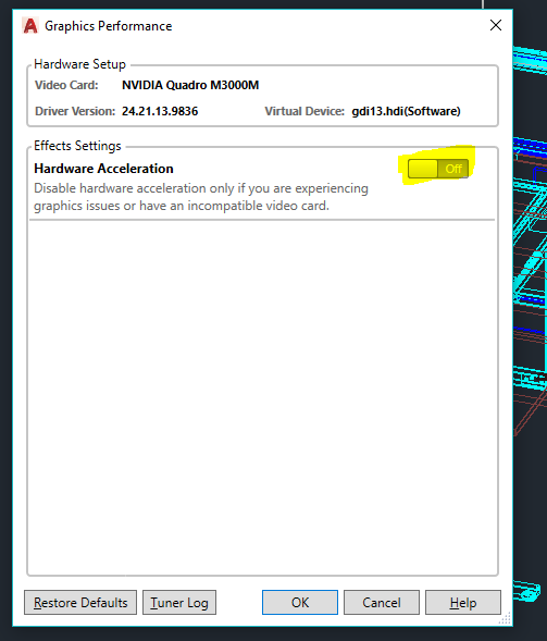 Unable to switch on Hardware Acceleration Autodesk Community