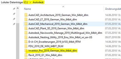 Inventor Install Ordner