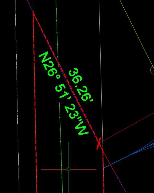 Bearing & Distance Label in the base where it's created) Looks fine ...