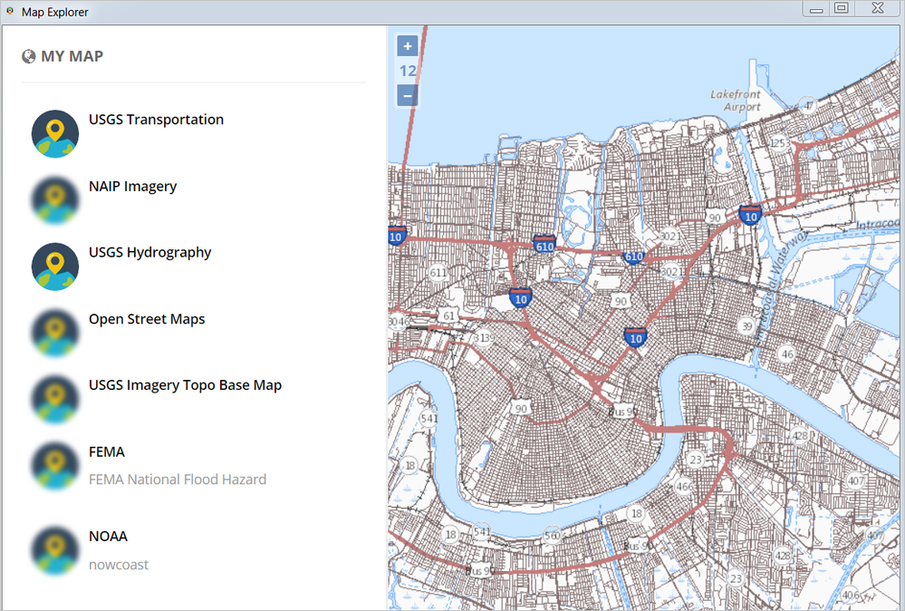 1-USGS Transportation and 2-USGS Hydrography.