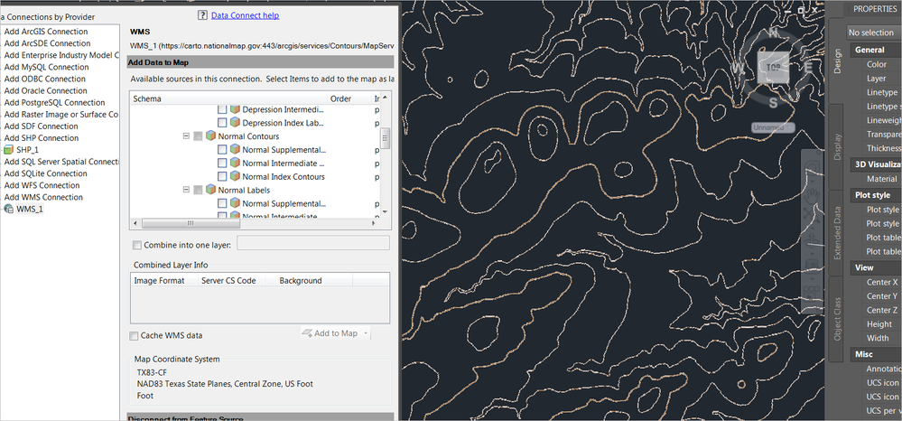 Contours from WMS using an FDO connection.