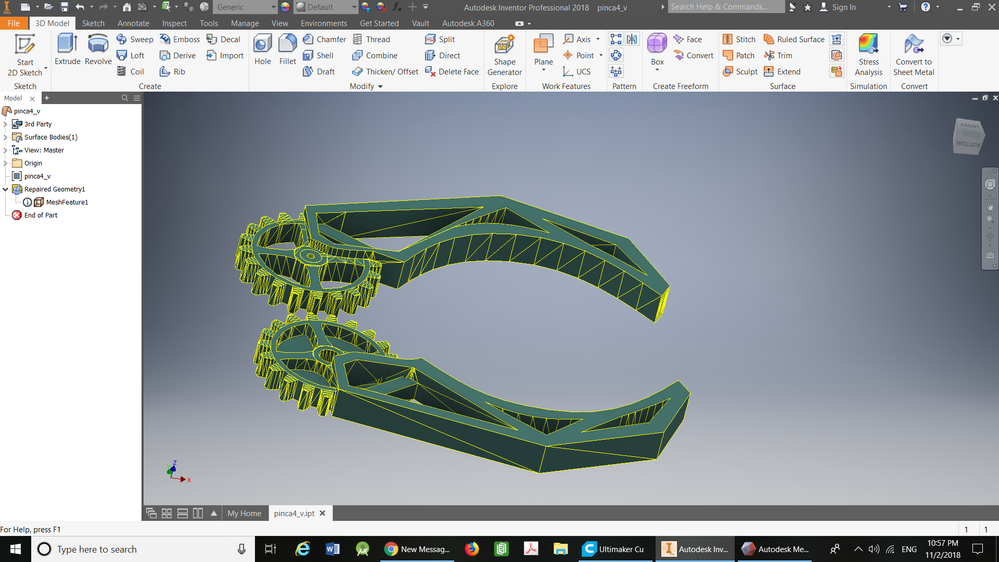 Inventor 2018: Converting Mesh with Mesh Enabler to Solid Issue - Autodesk  Community - Inventor