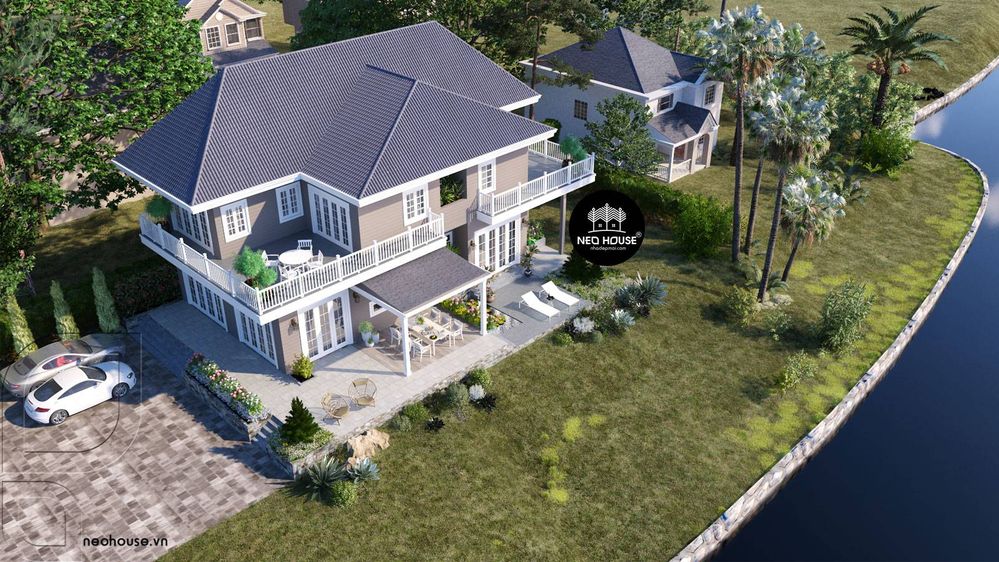 Thiêt kế biệt thự vườn nông thôn kiểu mỹ