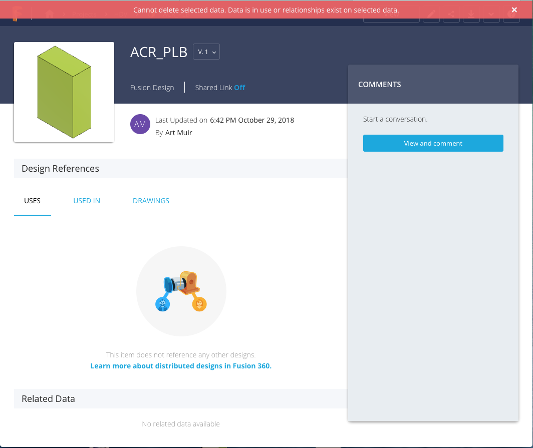Solved: Can't delete file - no "used in" showing in A360 - Autodesk ...