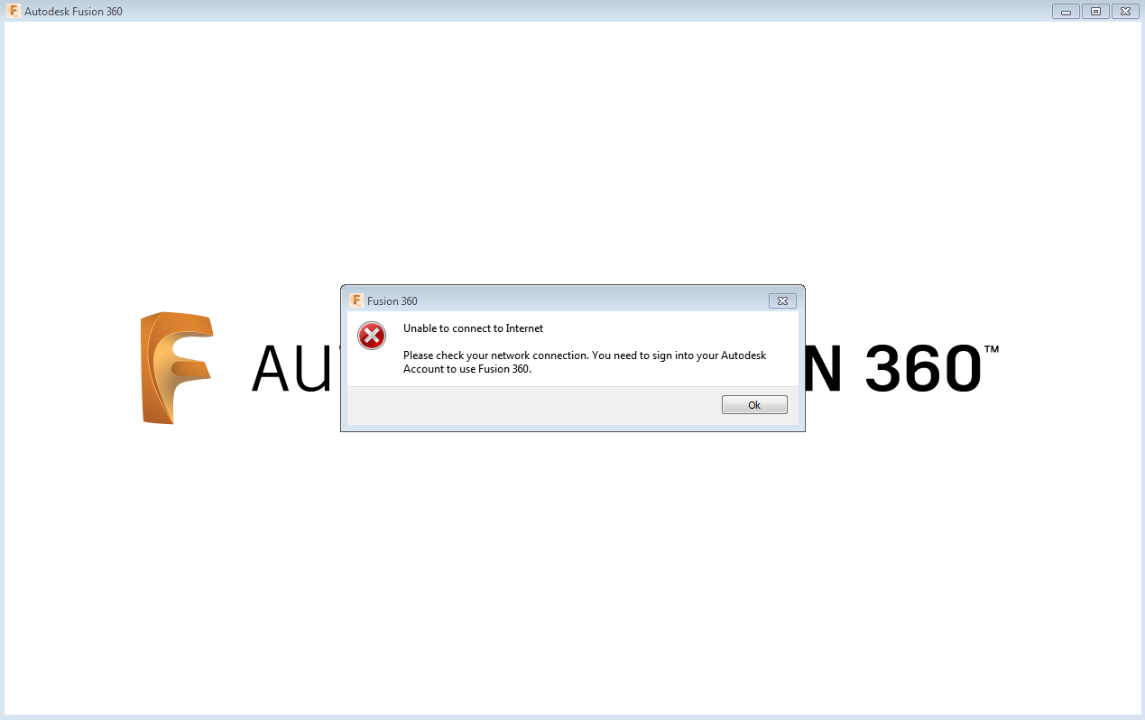 when I try to open up Fusion 360 unable to connect to internet   p...